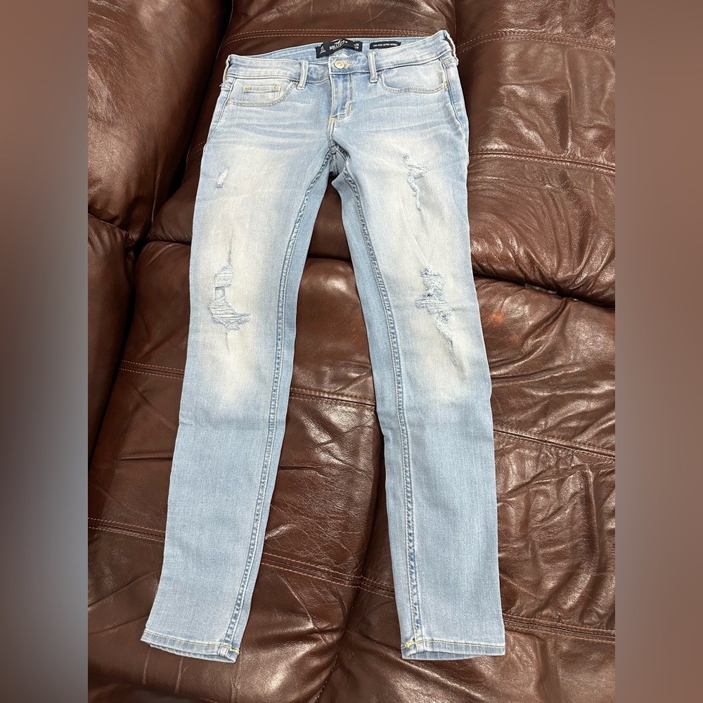 Hollister Light Blue Distressed Straight Leg Jeans